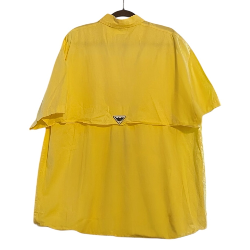 Columbia PFG Fishing Shirt XL Yellow Vented 100% Cotton Button Up - Picture 2 of 5